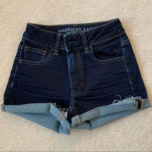 High rise denim short